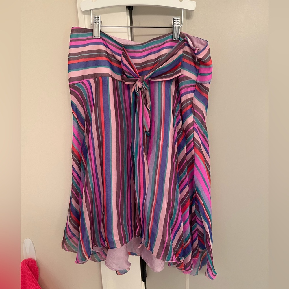 NWT Tibi Womens Multicolor 100% Silk Striped Skirt Size 4